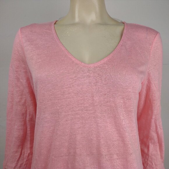 NWT Sanctuary pink 100% Linen round neck 3/4 sleeve blouse top womens Small - Picture 2 of 7